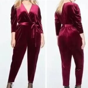 Eloquii Burgundy Velvet Jumpsuit